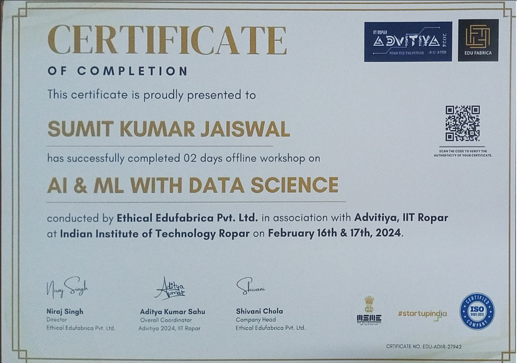 AI-ML with Data Science Workshop